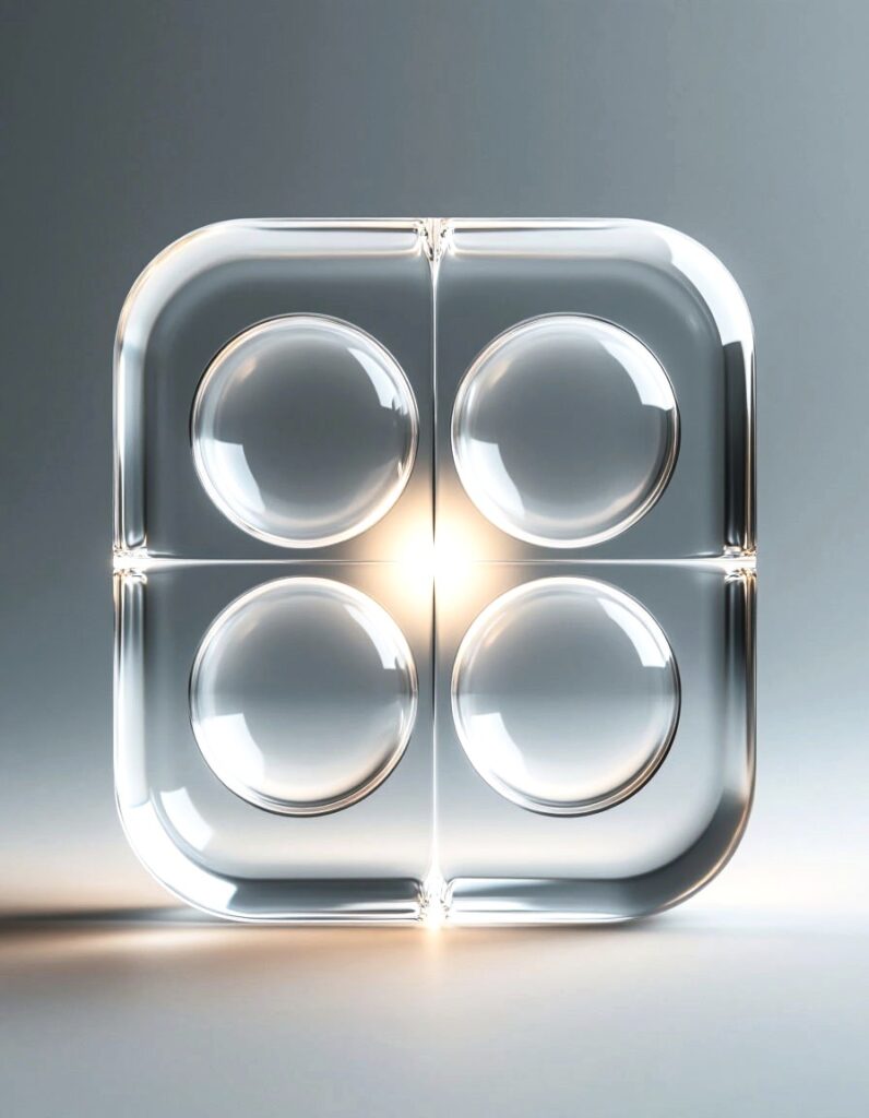 The element of the logo of the SEO and digital agency Jennifer Tamayo is made in the form of a translucent 3D object resembling glass. This symbolizes the transparency and openness of the company.
